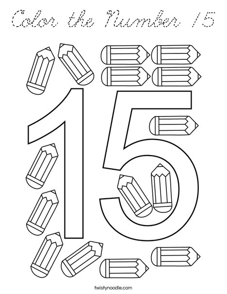 Color the Number 15 Coloring Page