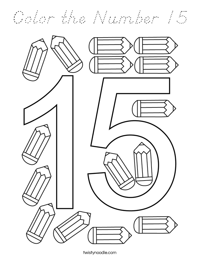 Color the Number 15 Coloring Page