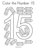Color the Number 15 Coloring Page