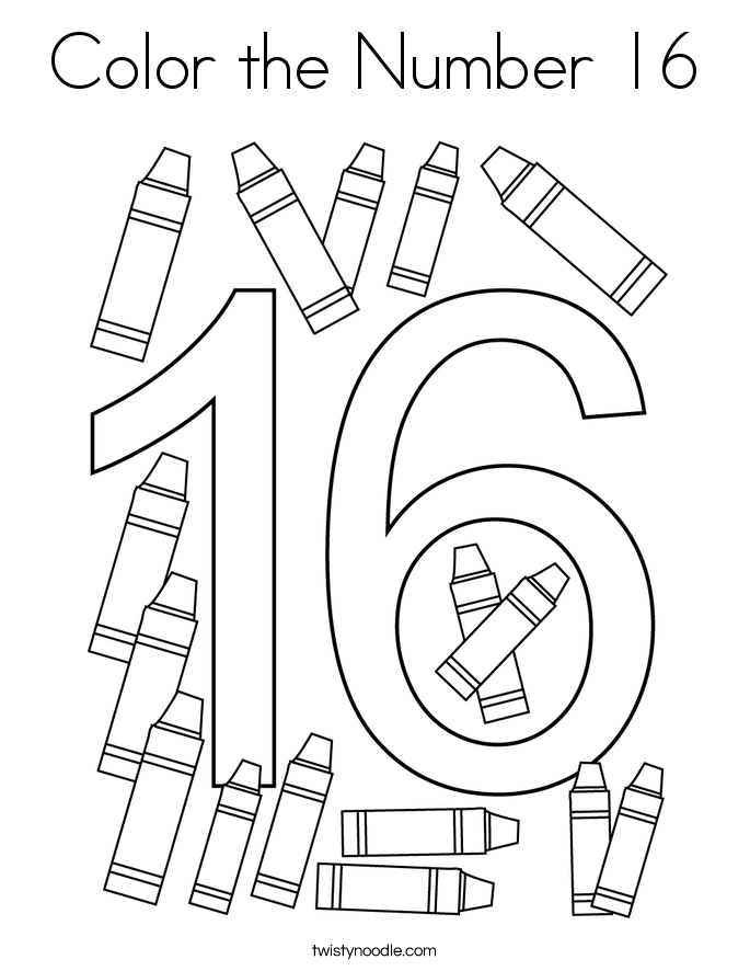 Color the Number 16 Coloring Page
