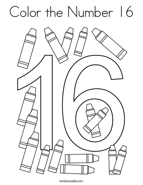 Color the Number 16 Coloring Page