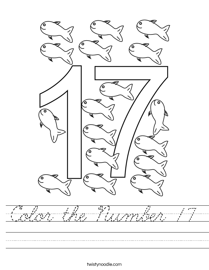 Color the Number 17 Worksheet