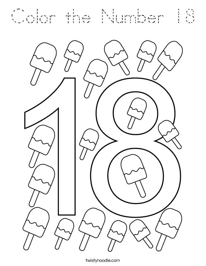 Color the Number 18 Coloring Page