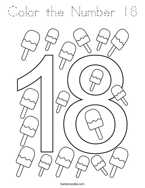 Color the  Number 18 Coloring Page