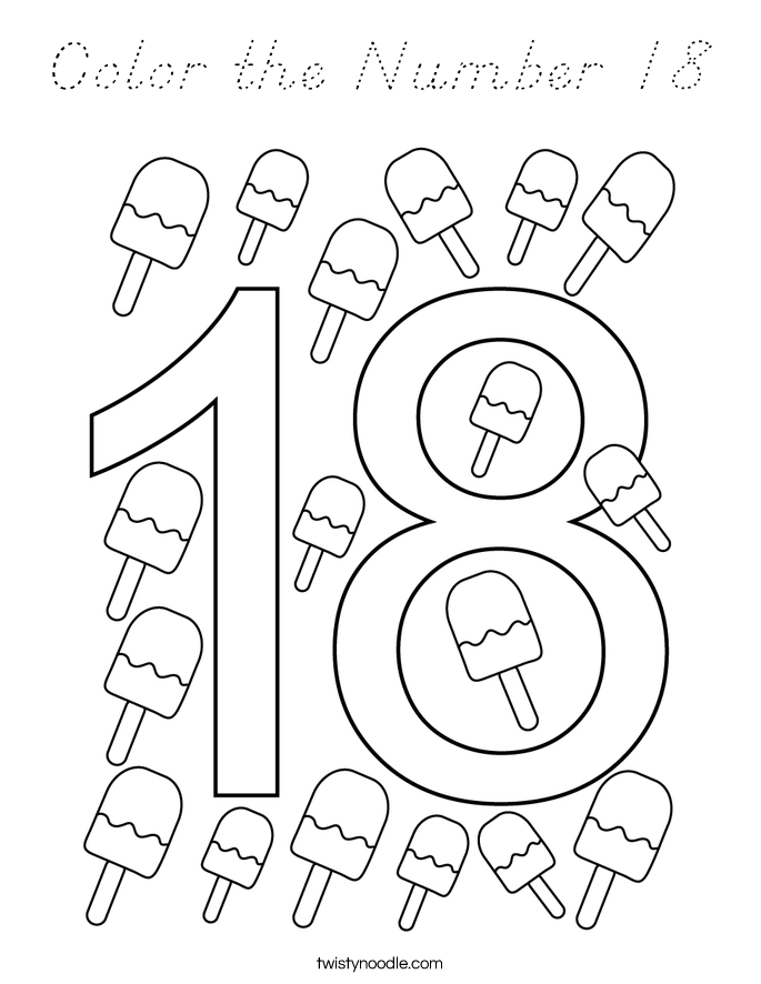 Color the Number 18 Coloring Page