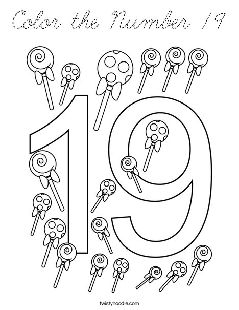 Color the Number 19 Coloring Page