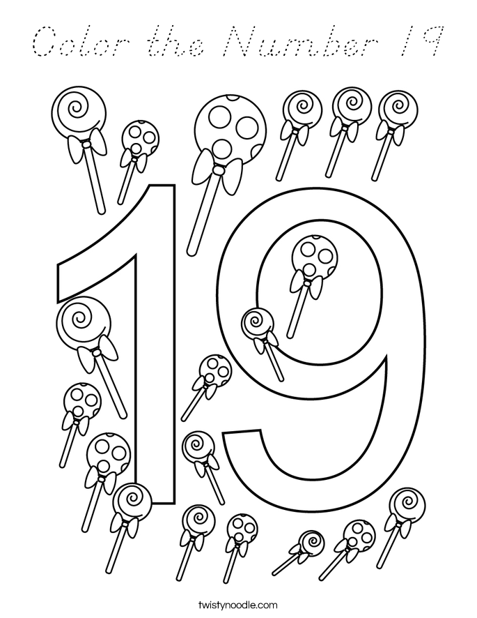 Color the Number 19 Coloring Page