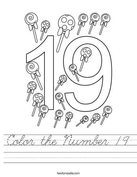 Color the Number 19 Worksheet