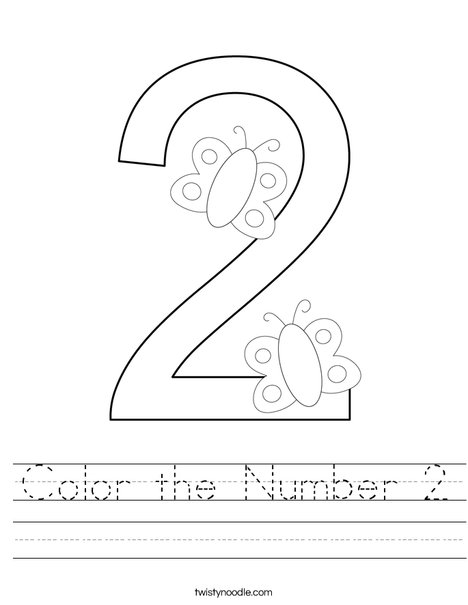 Color the Number 2 Worksheet
