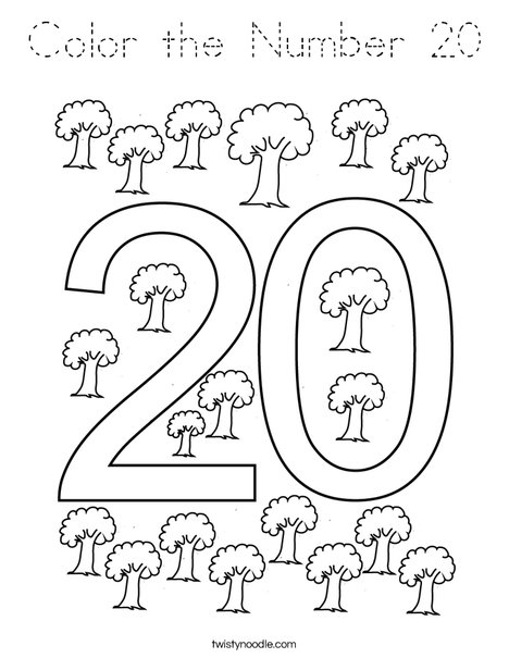 Color the Number 20 Coloring Page