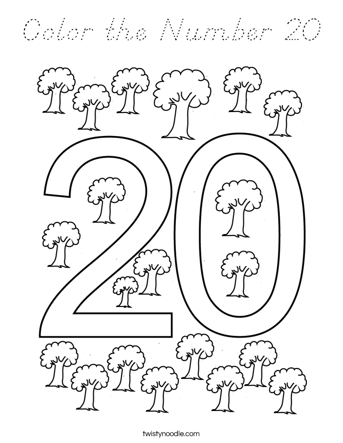 Color the Number 20 Coloring Page