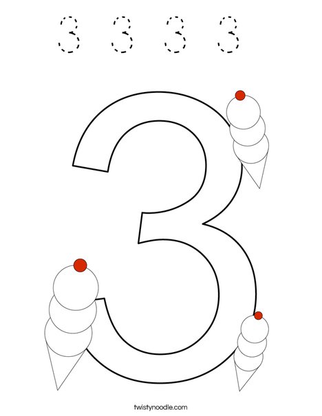 Color the Number 3 Coloring Page