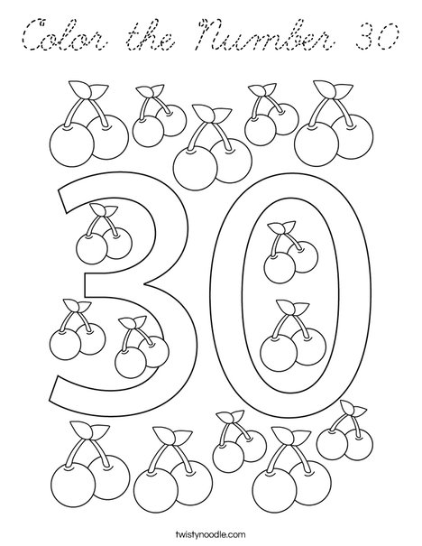 Color the Number 30 Coloring Page
