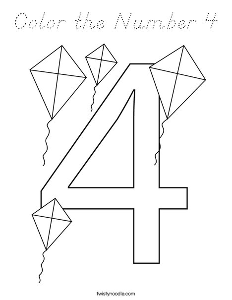 Color the Number 4 Coloring Page