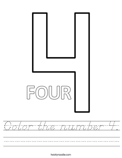 Color the number 4. Worksheet