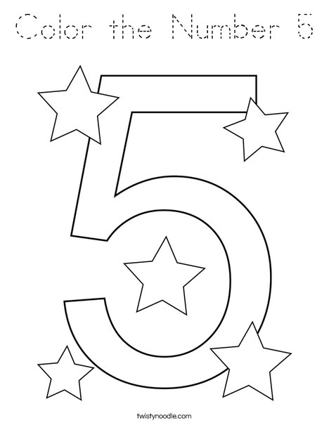 Color the Number 5 Coloring Page - Tracing - Twisty Noodle