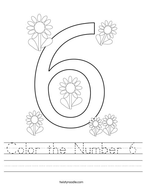 Color the Number 6 Worksheet