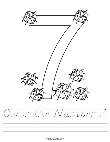 Color the Number 7 Worksheet