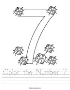 Color the Number 7 Handwriting Sheet