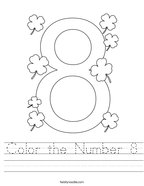 Color the Number 8 Handwriting Sheet
