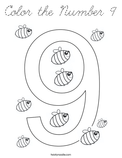 Color the Number 9 Coloring Page