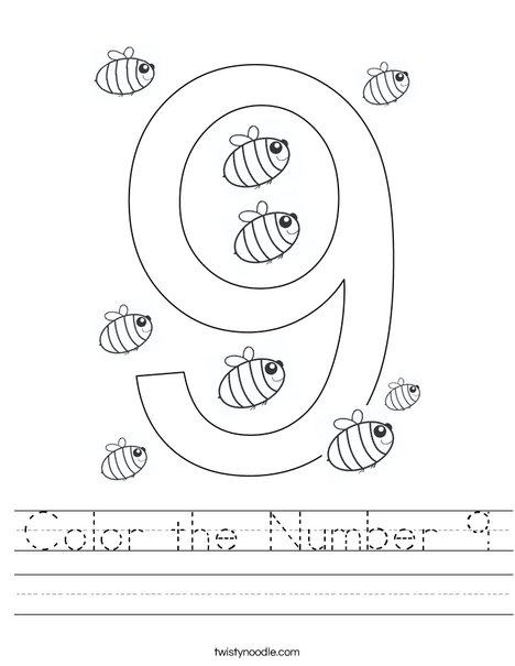 Color the Number 9 Worksheet