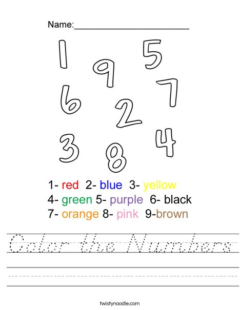 Color the Numbers Worksheet