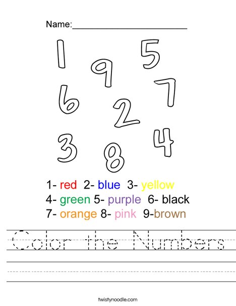 Color the Numbers Worksheet