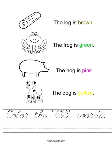 Color the "OG" Words Worksheet