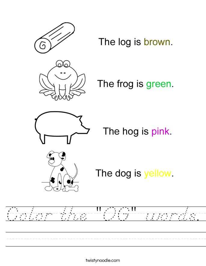 Color the "OG" words. Worksheet