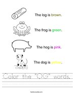 Color the "OG" words Handwriting Sheet