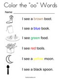 Color the "oo" Words Coloring Page