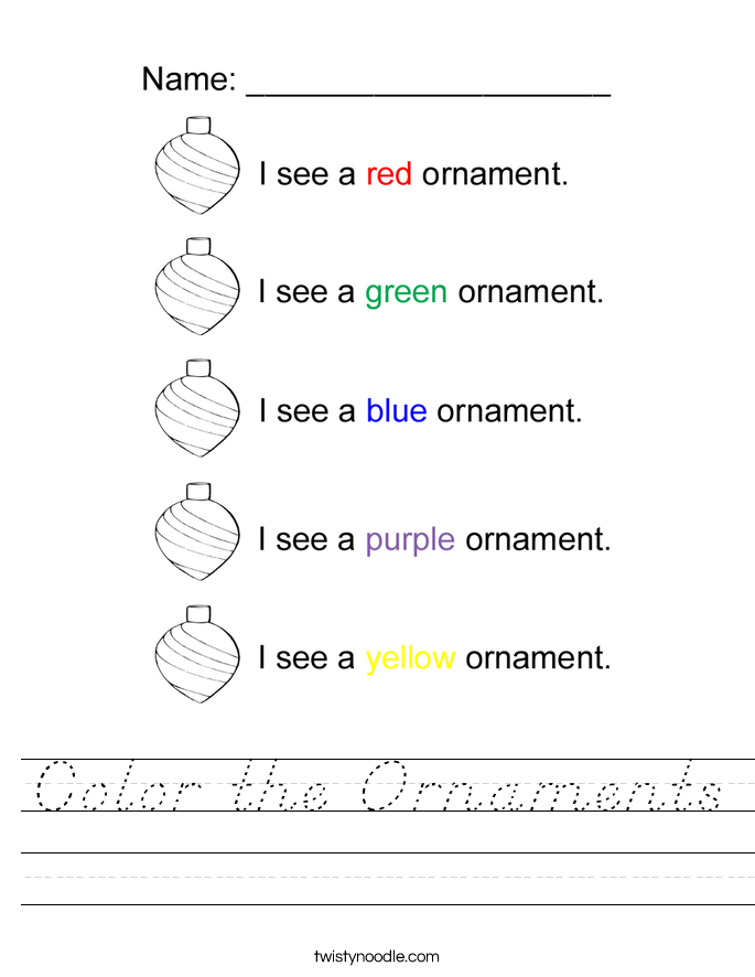 Color the Ornaments Worksheet