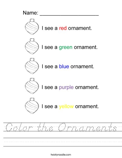 Color the ornaments Worksheet