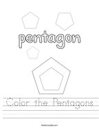 Color the Pentagons Handwriting Sheet
