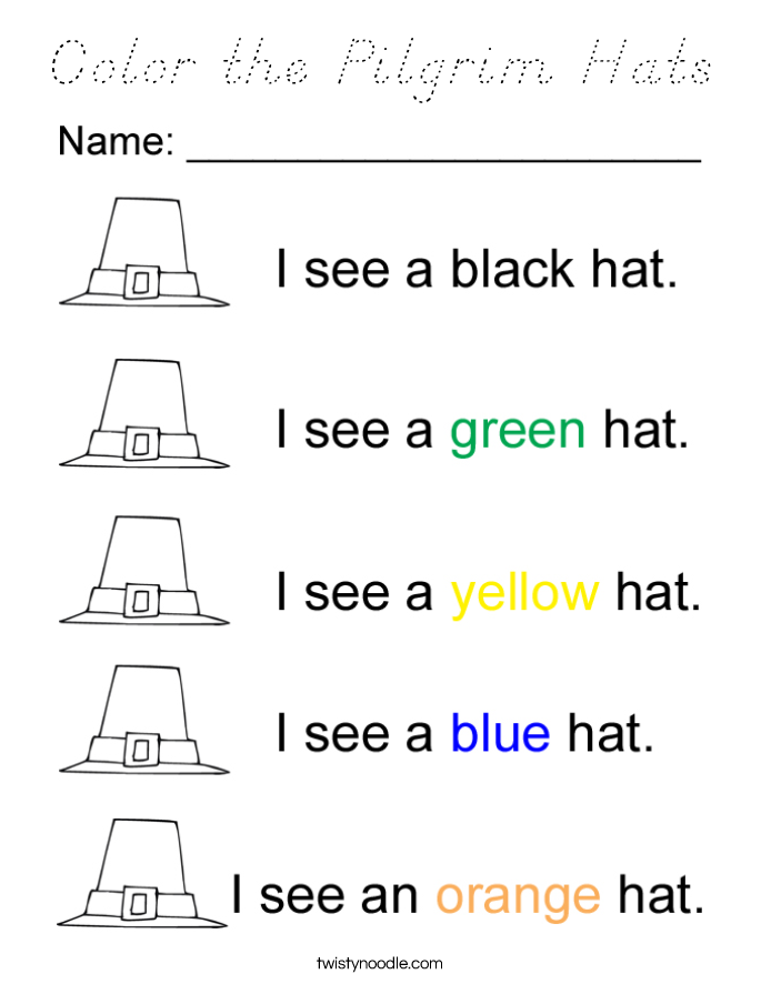 Color the Pilgrim Hats Coloring Page