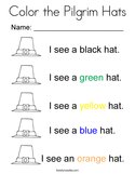 Color the Pilgrim Hats Coloring Page