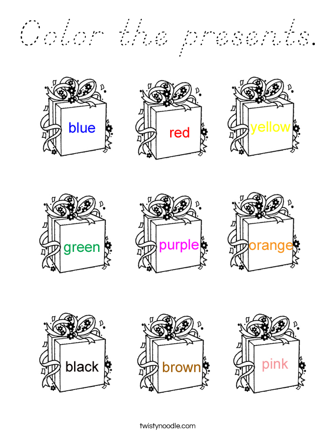 Color the presents. Coloring Page