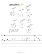 Color the P's Handwriting Sheet