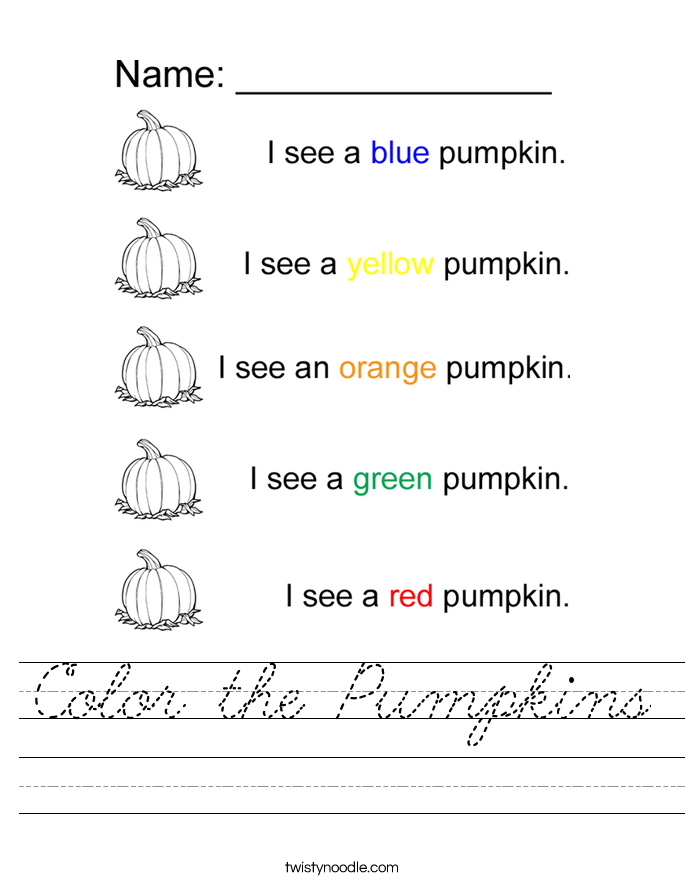 Color the Pumpkins Worksheet