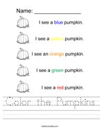 Color the Pumpkins Handwriting Sheet