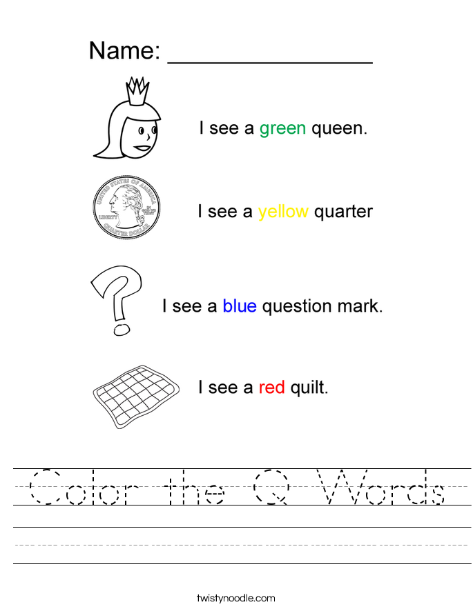 Color the Q Words Worksheet