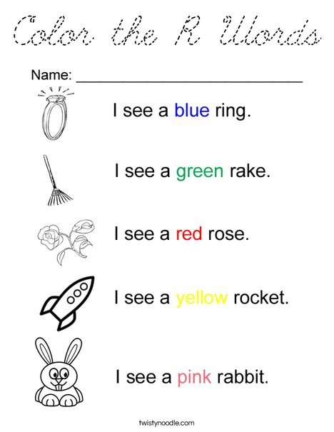 Color the R Words Coloring Page