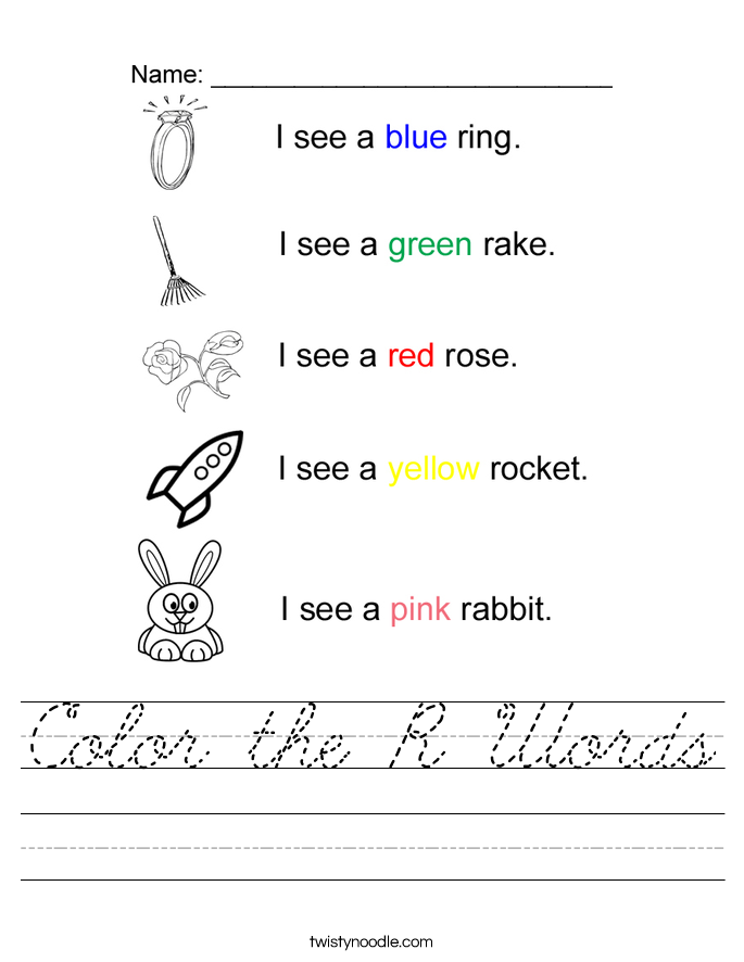 Color the R Words Worksheet