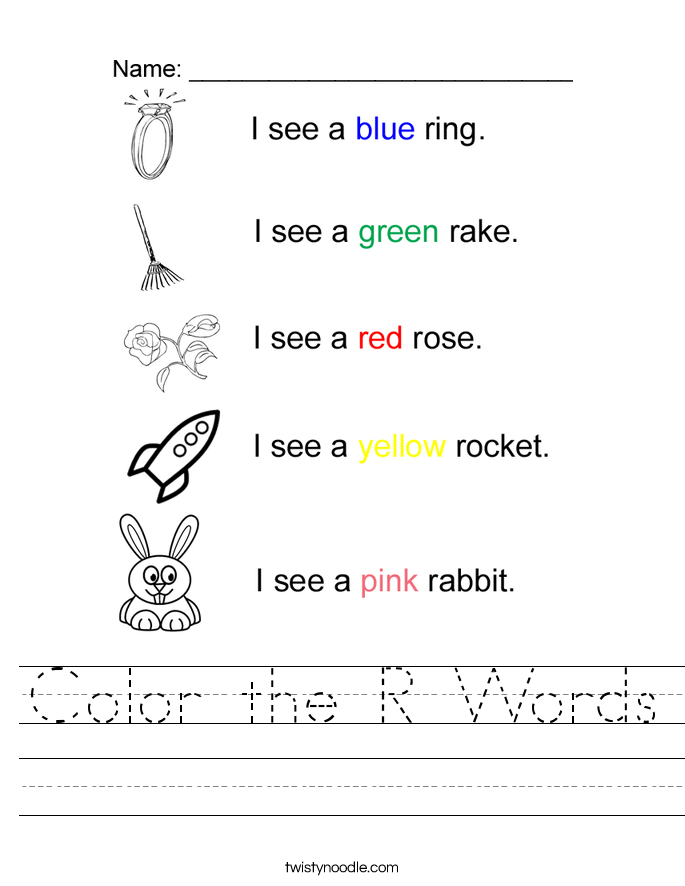 Color the R Words Worksheet