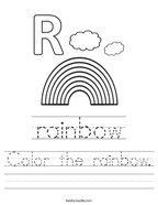 Color the rainbow Handwriting Sheet