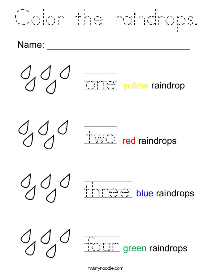 Color the raindrops. Coloring Page