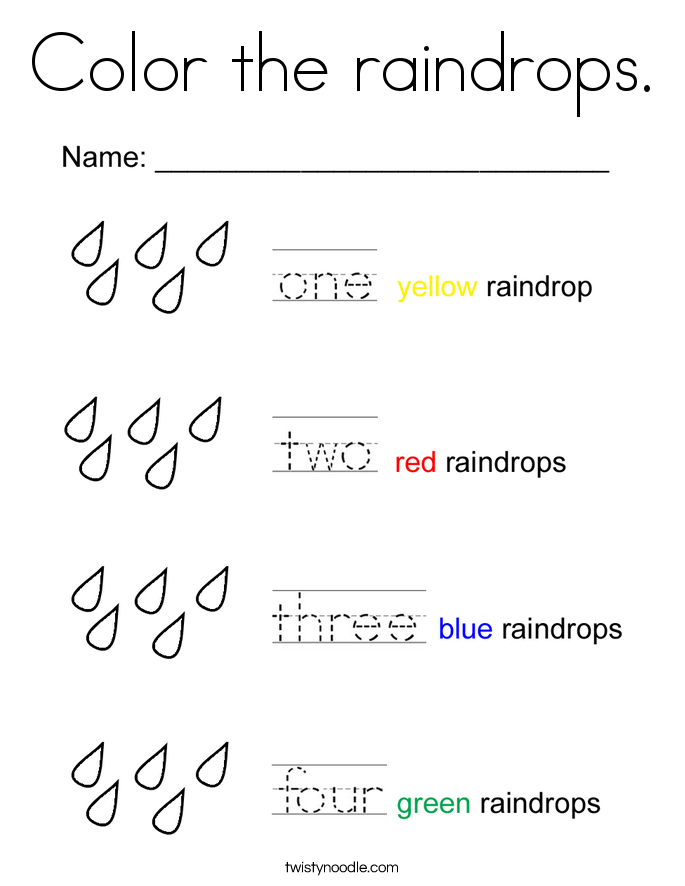 Color the raindrops. Coloring Page