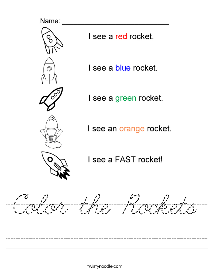 Color the Rockets Worksheet