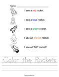 Color the Rockets Worksheet